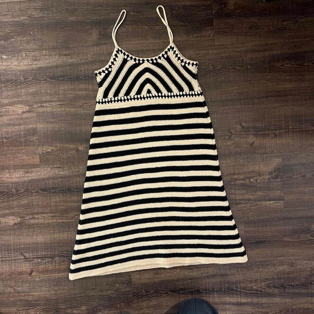 Black and White Striped Knit Dress